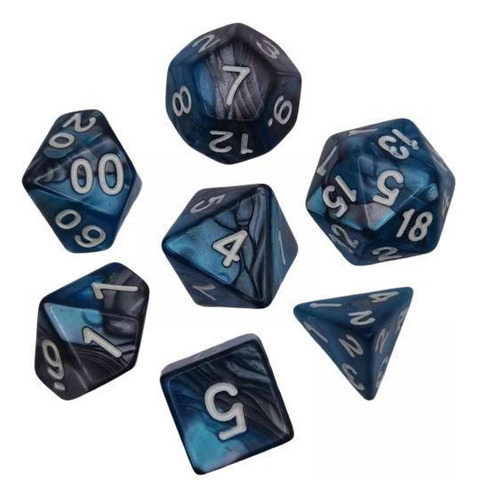 3 X 7x Dados Poliédricos Dados De Gris Azul Gris Azul