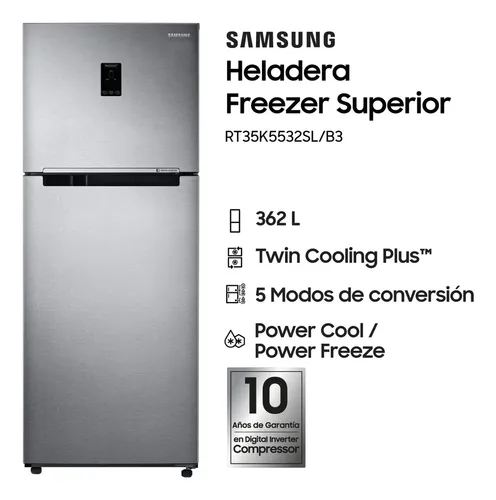 Heladera Freezer Superior Samsung No Frost 362 L Rt35k5532sl Color Inox