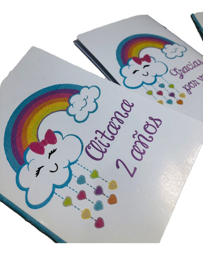 Libritos  Para Colorear Personalizados X 15 Nubes Y Arcoíris
