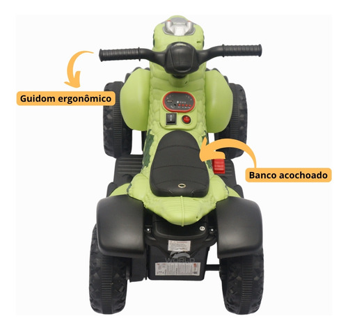 Quadriciclo Elétrico Infantil 6v Dino Race Com Bluetooth, Luzes E Sons Unitoys Verde