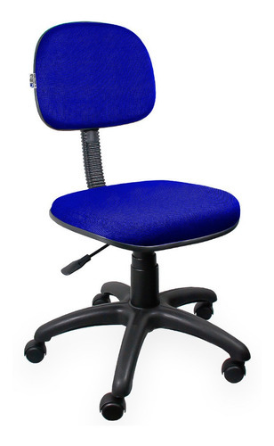 Cadeira De Escritório Secretária Giratória Tecido Preto Cor Azul