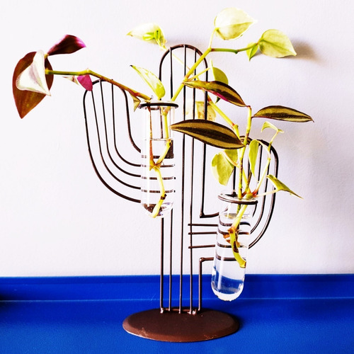 Enfeite Decorativo Cacto Porta Planta Em Metal