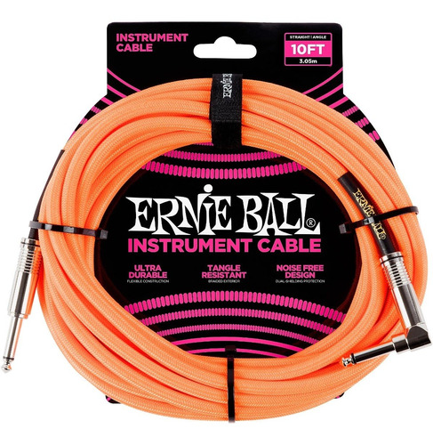 Cable Instrumento Ernie Ball Naranjo Fluor 3 Mts