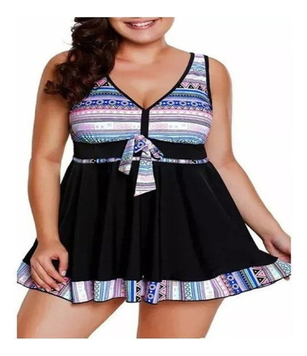 W Traje De Baño Para Gorditas Curvy Blusón Falda Y Short