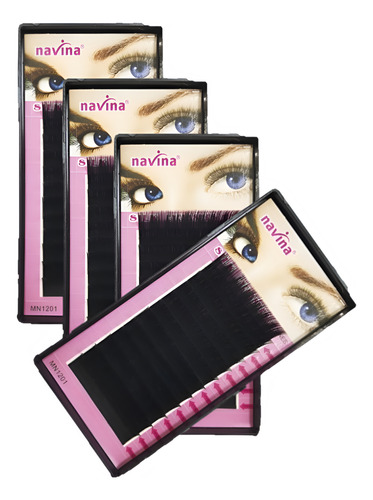 Cílios Fio A Fio Navina Kit 4 Estojos (08, 10, 12, 14)mm