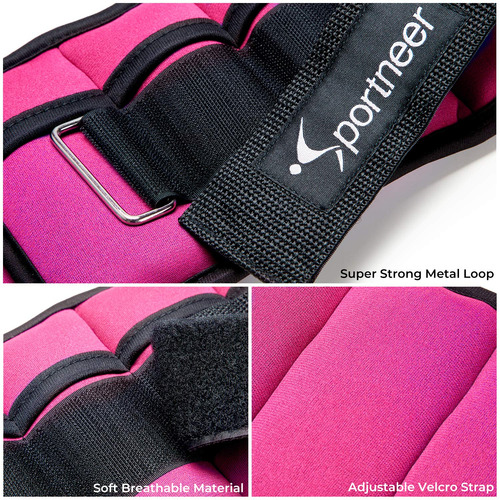 Tobilleras Deportivas Con Peso Ajustable Correa Velcro Rosa Rosa