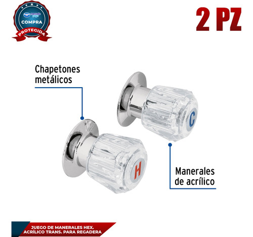 Juego De 2 Manerales Acrílico Trans. Para Regadera, 49242