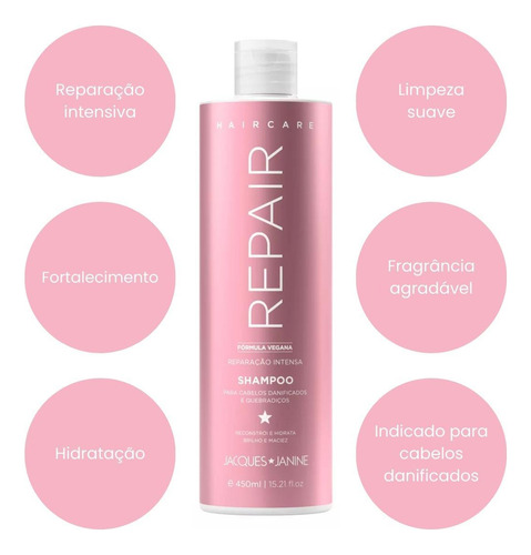 Kit Shampoo + Condicionador + Máscara Linha Repair Jacques