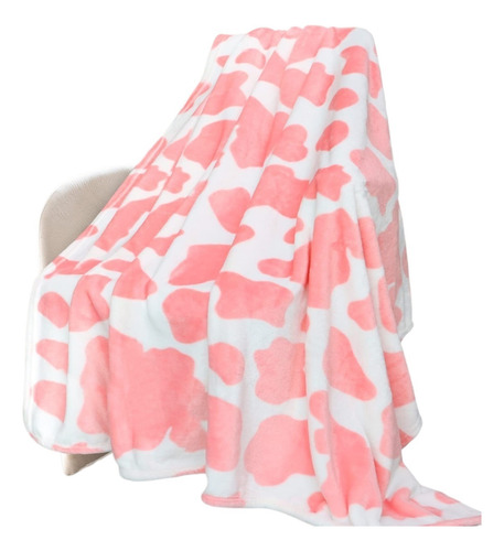 1 Manta Con Estampado De Vaca Rosa