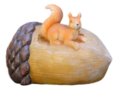 Decoración De Jardín, Estatua Artesanal Ardilla 13,7x9x9cm
