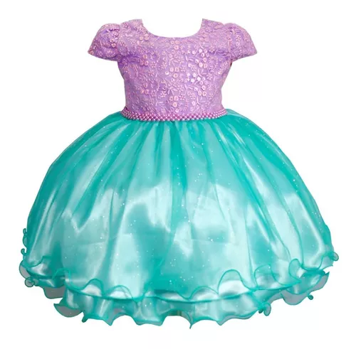 vestido festa Princesa sofia Ariel lilás Roupa Infantil menina Luxo