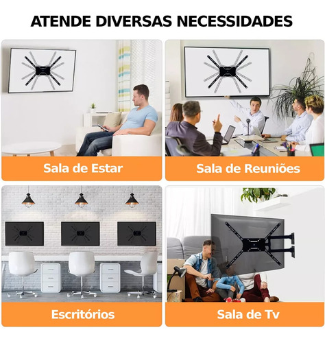 Suporte Articulado De Parede Para Tv monitor De 14 Até 55 Polegadas Artflex Suportes Art 55 - Preto