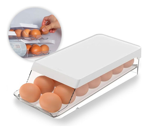 Dispensador enrollable para huevos, bandeja organizadora, 14 unidades