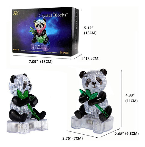 Rompecabezas De Cristal 3d Con Base Iluminada, Regalo De Pan