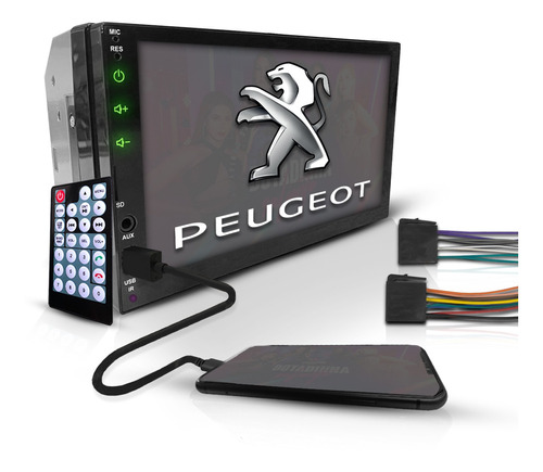 Central Multimidia Universal 2din Mp5 Bt Espelha Usb Peugeot