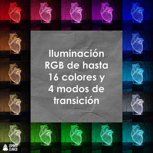 Lámpara Acrílica Molécula Adn 3d Genética Química 16 Colores