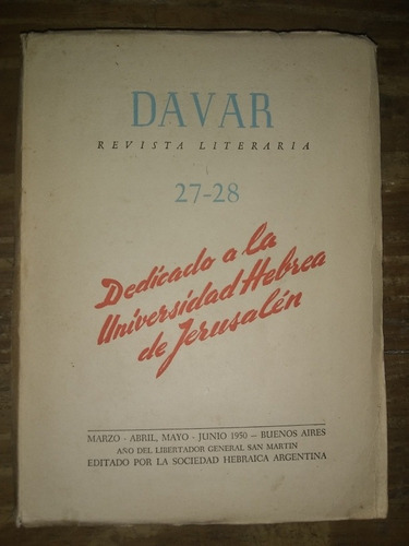 Davar Revista Literaria N° 27 - 28. 1950 Especial Dedicado 