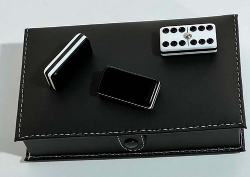 Domino Cebra Negro Estuche Libro + Baraja Faisan Azul Plast