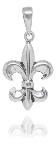 Pingente De Prata 925 Maciça Flor De Liz G Joia C/