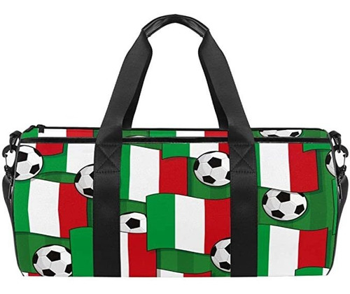 Italy Flags Soccer Balls Print Duffel Bag For Women Men Spo.