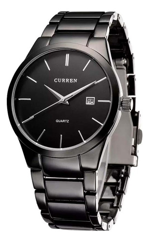 Reloj Curren Hombre Análogo Fechador Cuarzo Acero Ejecutivo Color de la correa Negro