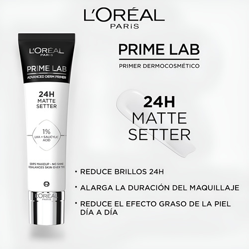 Fijador Maquillaje Facial Loreal Transparente Matte Líquido Transparente