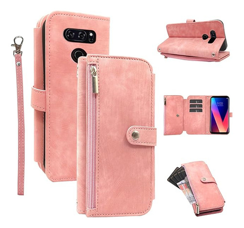 Compatible Con V35 Thinq V30 Plus Funda Tipo Cartera Con Tap