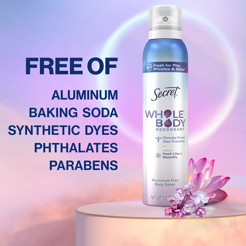 Secret Whole Body Desodorante De Cuerpo Entero Mujeres, 99g Fragancia Lilac Waterlily