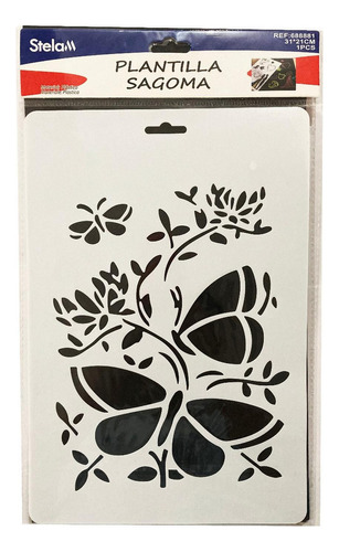 Plantilla Flexible Stencil Diseño Mariposa Flores