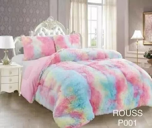 Cobertor Cubrecama Con Chiporro Peludo King- Distintos Color Color Unicornio