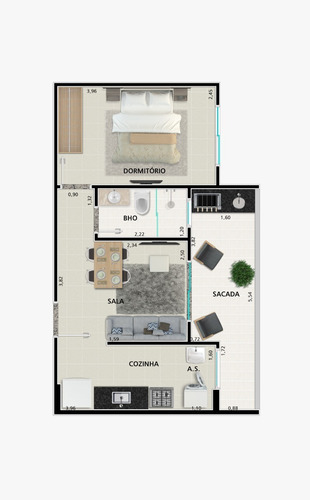 Imagem 7 de 11 de Lançamento Apartamento 1 Dormitório, Com Varanda Gourmet, Financiamento Direto Entrada R$24mil Ou Financiamento Bancário, Guilhermina Em Praia Grande! - Ap00808 - 70672025