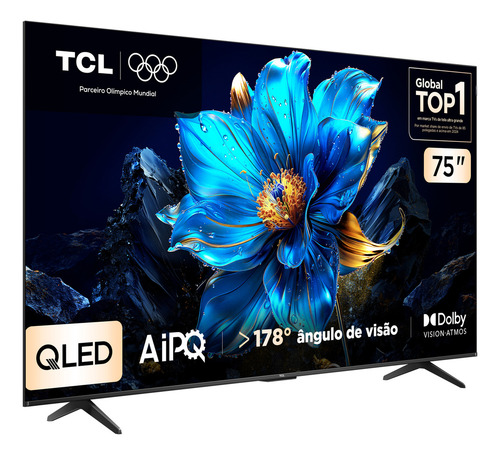 Smart TV TCL 75 Polegadas QLED 4K P7K WiFi Bluetooth Google TV HDR10+ Dolby Atmos Dolby Vision 75P7K