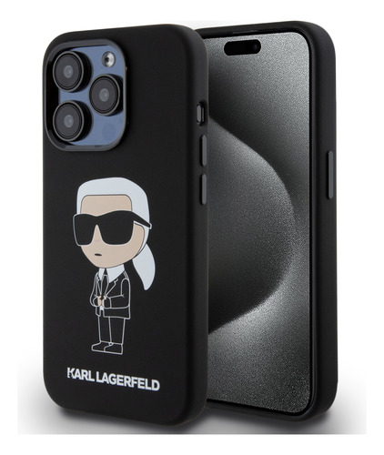 Funda Karl Karl Lagerfeld Silicon Para iPhone 15 Pro Negro 