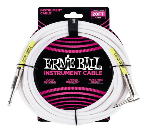 Cabo P10xp10l Guitarra Instrumentos 6,09m Branco Ernie Ball