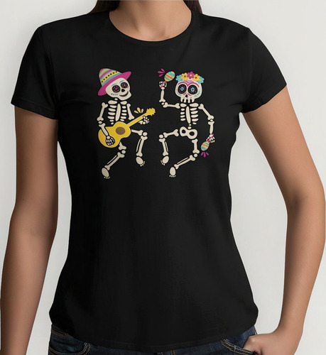 Blusa Playera Casual Mujer Calaveras De Fiesta Halloween