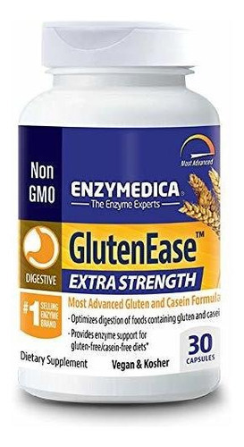 Enzima Glutenease Extra Strength, Enzymedica,30 Cápsulas Sabor Sin Sabor