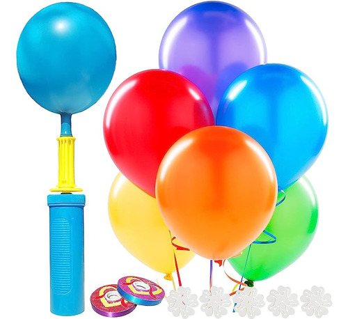 Globos Con Bomba 100 Globos Latex Colores Surtidos Alta Cali