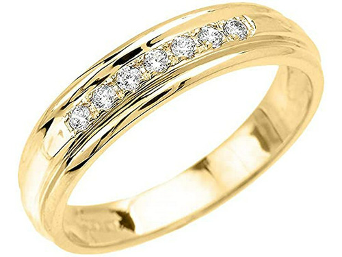 Anillo Bodas Oro 10k Diamantes 1/5 Cttw - Talla 9