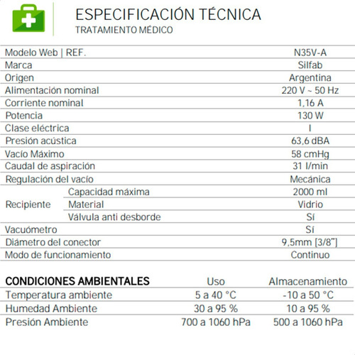 Imagen 5 de 9 de Aspirador Uso Continuo 2 Litros Con Vacuometro N35v Silfab