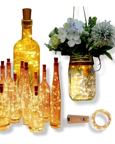 Corcho Alambre De Luces Led Decoracion Hogar Botellas Regalo