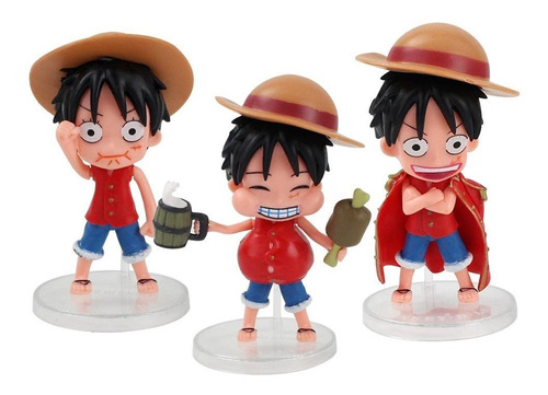 Colección De 3 Figuras De One Piece Luffy 12cm