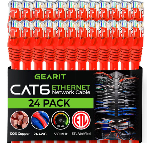 Gearit Cable Ethernet Cat 6 De 3 Pies (paquete De 24) - C...