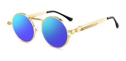 Óculos de sol Bulier Modas Chicago armação dourado y lente azul