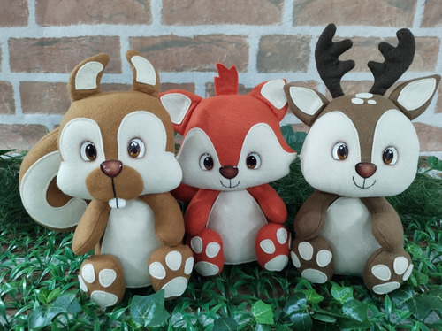Kit 3 Bichinhos Em Feltro Floreta/bosque Encantado