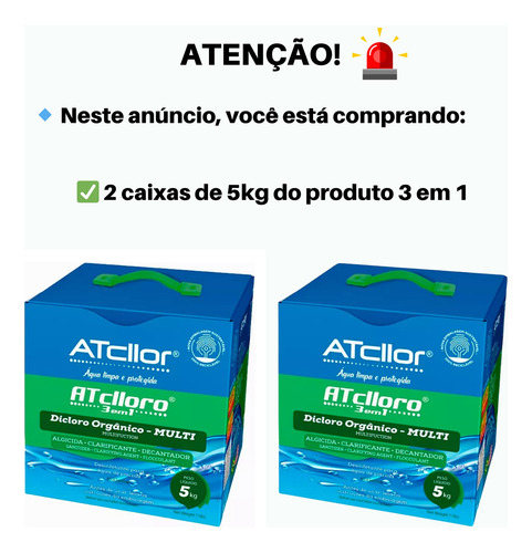 Cloro Algicida Para Piscina 3 Em 1 Atcllor 10kg
