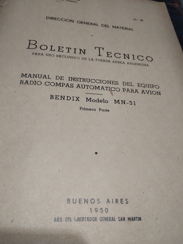 Manual Instrucciones Equipo Radio Compás Para Avión Bendix (Usado)