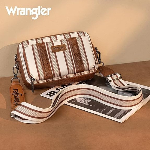 Cartera Deportiva Wrangler Cowgirl B Importada Original Marrón Rayas