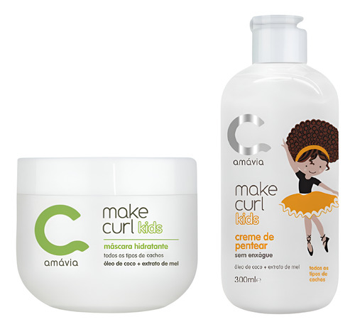 Kit Máscara Creme Pentear Make Curl Kids Amavia Hidratação