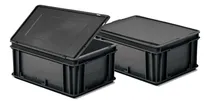 Comprar Kit De 14 Contenedores Plásticos Con Tapas 4317a 40x30x17cm Color Negro