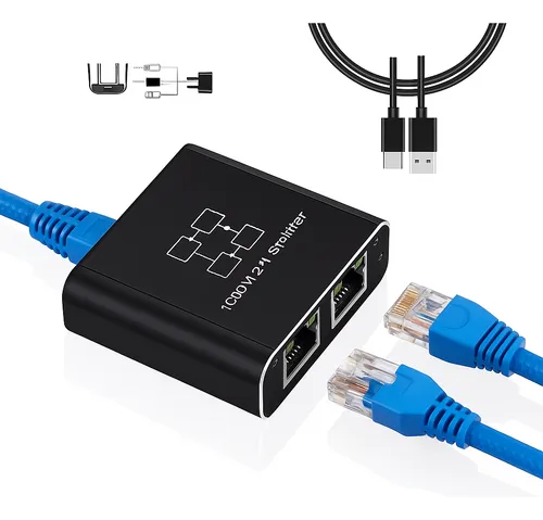 Adaptador Splitter Divisor Ethernet Rj45 Velocidad 1000mbps